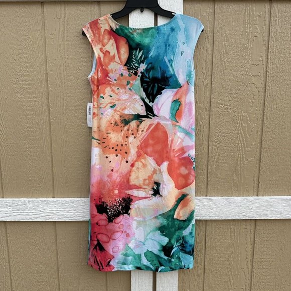 New Chico’s Lively Blooms Iona Sublimation Dress Floral Size 0 Small/4 Cap Sleev - Picture 2 of 6